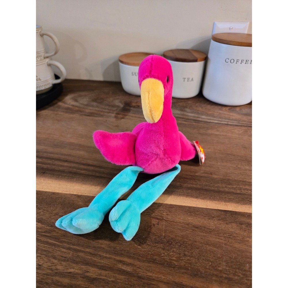 Ty Beanie Baby Fraya the Flamingo Pink Turquoise Bird Plush Toy 2023